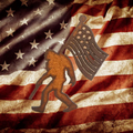 Patriotic Bigfoot Rustic Metal Magnet